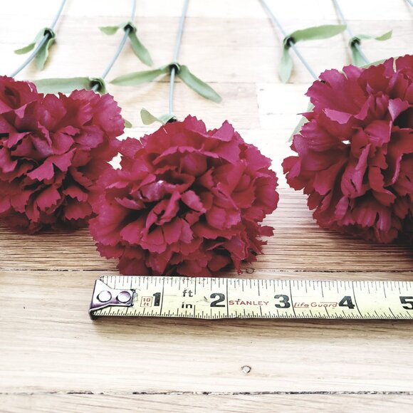 Lot of 9 Artificial single stem Red Carnations fake flowers - Picture 4 of 6